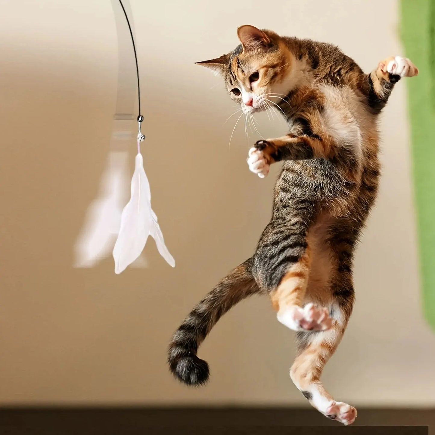 Feather Wand with Bell for Cats – Perfect Toy for Jumping, Hunting & Active Play