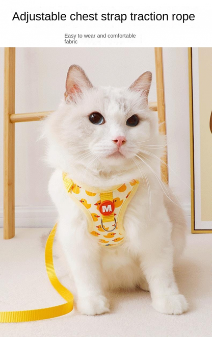 Cartoon Duck Harness & Leash Set – Adjustable Vest for Small Dogs