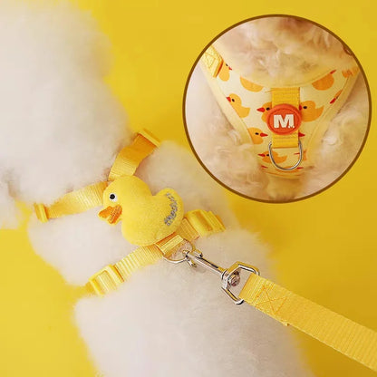 Cartoon Duck Harness & Leash Set – Adjustable Vest for Small Dogs