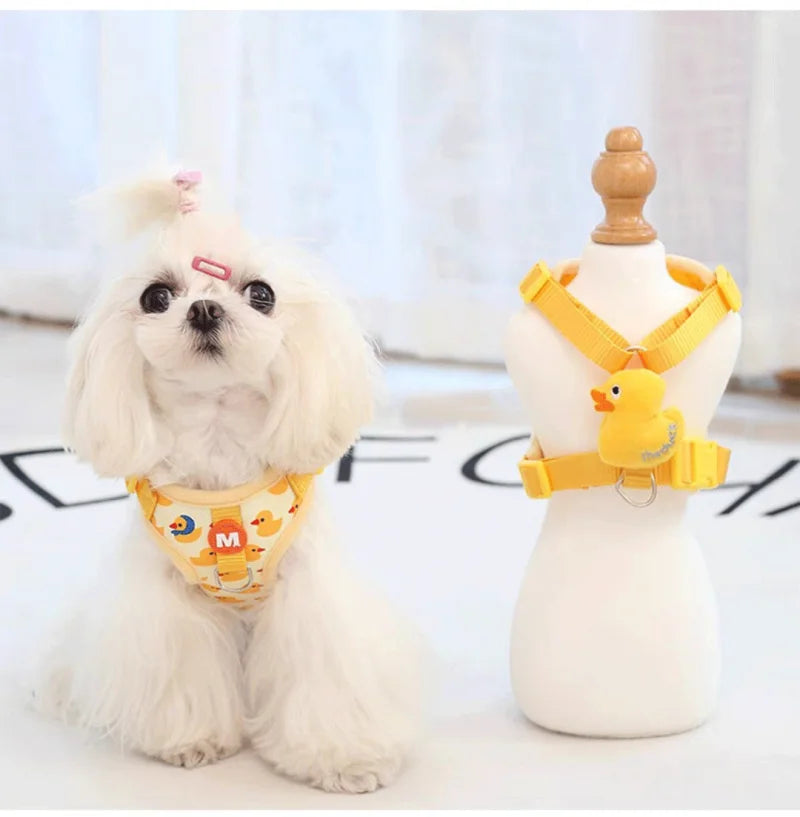 Cartoon Duck Harness & Leash Set – Adjustable Vest for Small Dogs