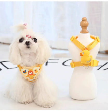 Cartoon Duck Harness & Leash Set – Adjustable Vest for Small Dogs