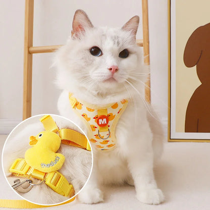 Cartoon Duck Harness & Leash Set – Adjustable Vest for Small Dogs