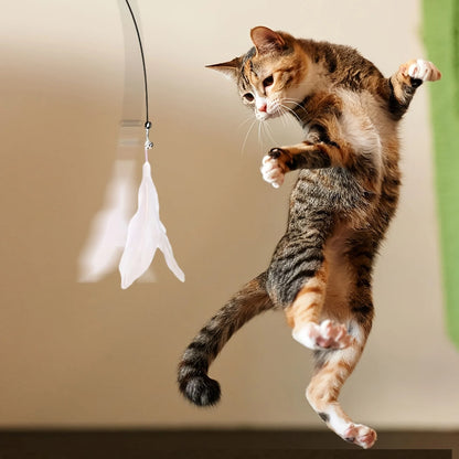 Feather Wand with Bell for Cats – Perfect Toy for Jumping, Hunting & Active Play