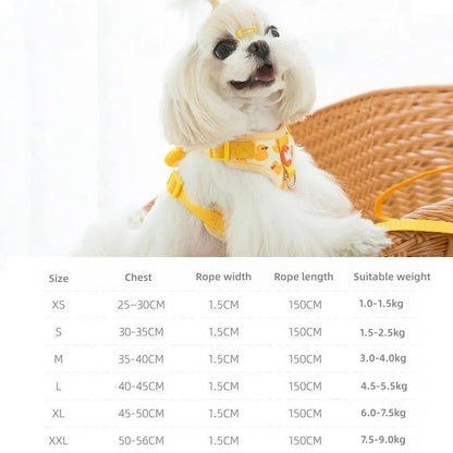 Cartoon Duck Harness & Leash Set – Adjustable Vest for Small Dogs