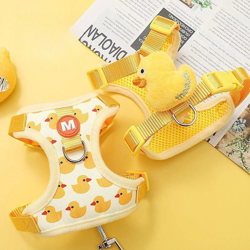 Cartoon Duck Harness & Leash Set – Adjustable Vest for Small Dogs