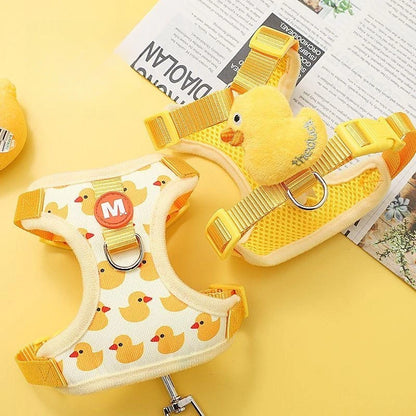 Cartoon Duck Harness & Leash Set – Adjustable Vest for Small Dogs