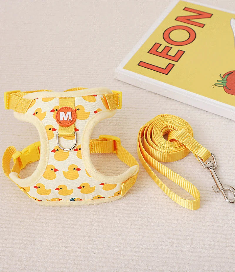 Cartoon Duck Harness & Leash Set – Adjustable Vest for Small Dogs