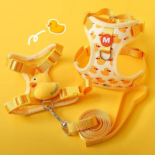 Cartoon Duck Harness & Leash Set – Adjustable Vest for Small Dogs