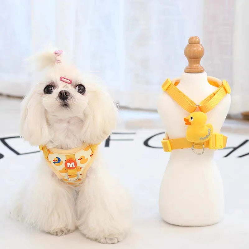 Cartoon Duck Harness & Leash Set – Adjustable Vest for Small Dogs