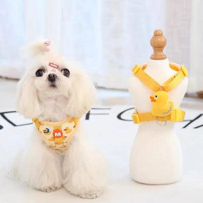 Cartoon Duck Harness & Leash Set – Adjustable Vest for Small Dogs