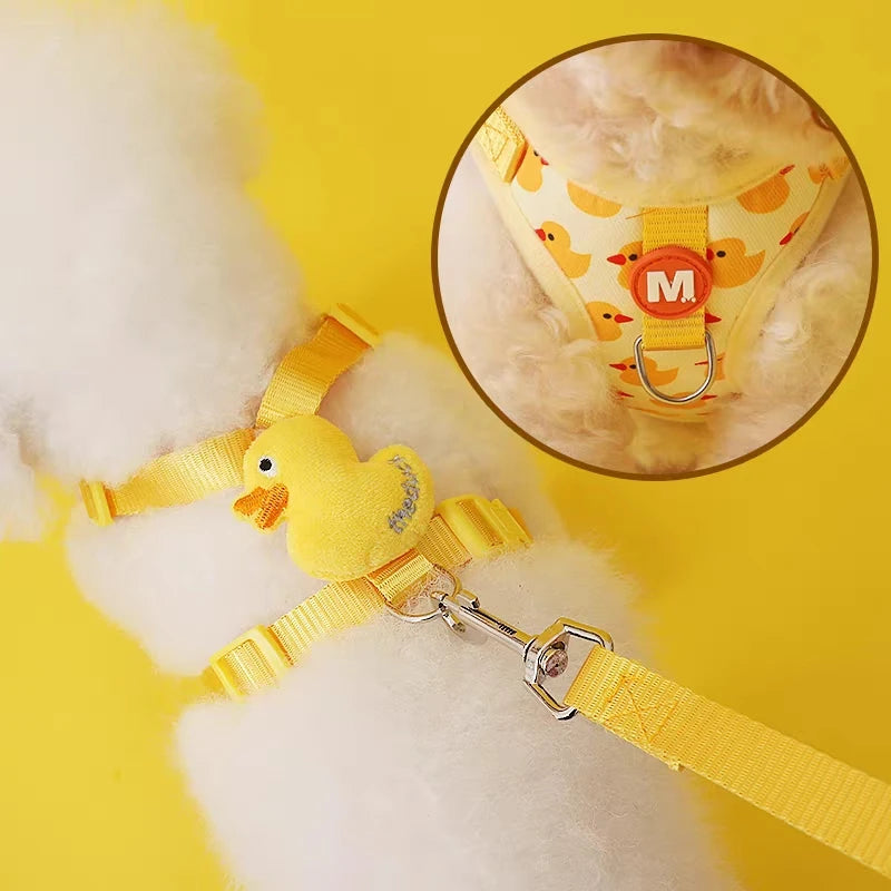 Cartoon Duck Harness & Leash Set – Adjustable Vest for Small Dogs