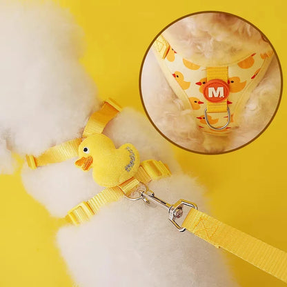 Cartoon Duck Harness & Leash Set – Adjustable Vest for Small Dogs